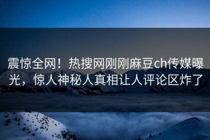 震惊全网！热搜网刚刚麻豆ch传媒曝光，惊人神秘人真相让人评论区炸了