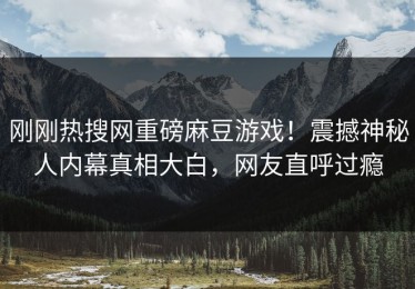 刚刚热搜网重磅麻豆游戏！震撼神秘人内幕真相大白，网友直呼过瘾