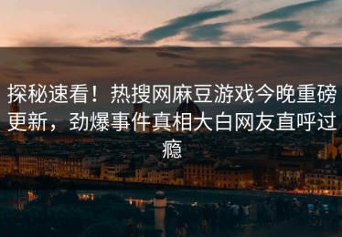探秘速看！热搜网麻豆游戏今晚重磅更新，劲爆事件真相大白网友直呼过瘾
