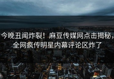 今晚丑闻炸裂！麻豆传媒网点击揭秘，全网疯传明星内幕评论区炸了