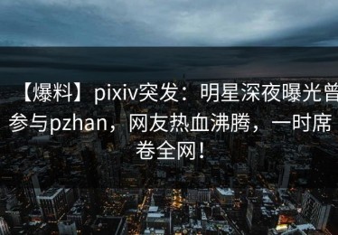 【爆料】pixiv突发：明星深夜曝光曾参与pzhan，网友热血沸腾，一时席卷全网！
