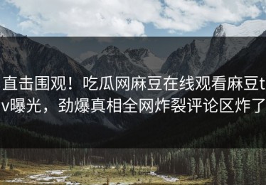 直击围观！吃瓜网麻豆在线观看麻豆tv曝光，劲爆真相全网炸裂评论区炸了