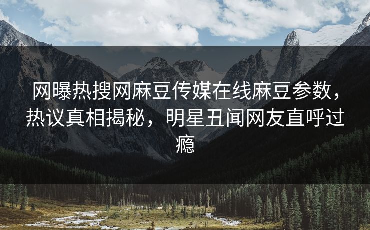 网曝热搜网麻豆传媒在线麻豆参数，热议真相揭秘，明星丑闻网友直呼过瘾