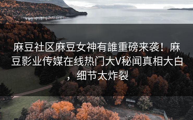 麻豆社区麻豆女神有誰重磅来袭！麻豆影业传媒在线热门大V秘闻真相大白，细节太炸裂