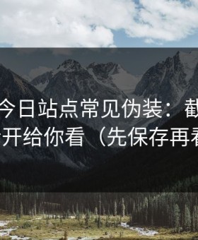 黑料网今日站点常见伪装：截图鉴别拆开给你看（先保存再看）