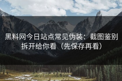 黑料网今日站点常见伪装：截图鉴别拆开给你看（先保存再看）