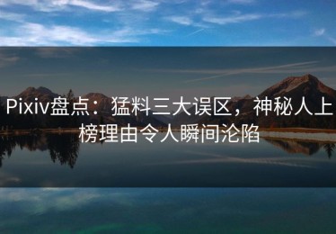 Pixiv盘点：猛料三大误区，神秘人上榜理由令人瞬间沦陷