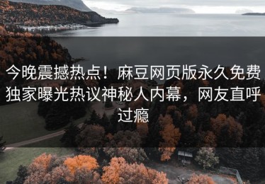 今晚震撼热点！麻豆网页版永久免费独家曝光热议神秘人内幕，网友直呼过瘾
