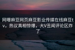 网曝麻豆网页麻豆影业传媒在线麻豆tv，热议真相惊爆，大V丑闻评论区炸了